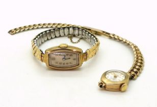 A ladies 9ct gold Elco watch and strap, together with a further 9ct ladies watch head and gold