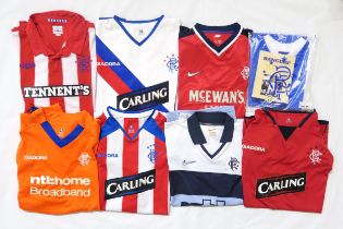 Glasgow Rangers FC: a collection of vintage shirts, including a packaged 50 League Titles limited