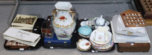 Assorted decorative ceramics, ostrich fan, thimbles etc Condition Report:No condition report