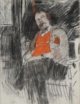 DANNY FERGUSON RGI (SCOTTISH 1925-1993)  PAINTER RESTING  Pastel on paper, signed lower right, dated