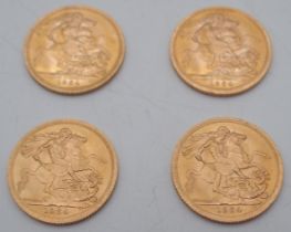 ELIZABETH II sovereign coins a lot comprising four Elizabeth II sovereign coins each dated 1964 32