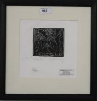 CONTINENTAL SCHOOL  EDEN  Wood cut, signed lower right 'Costantinescu', 9 x 9.5cm Condition Report: