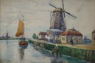 DAVID MARTIN, Dutch canal Haarlem, watercolour, signed lower left, 17 x 24cm Condition Report:
