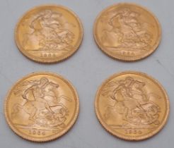 ELIZABETH II sovereign coins a lot comprising four Elizabeth II sovereign coins each dated 1964 32