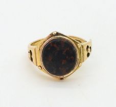 A 15ct gold signet ring set with a bloodstone (shank split) weight 4gms Condition Report:Available