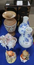 A pair of Japanese bottle vases, a lacquered jewellery cabinet etc Condition Report:No condition