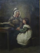 NORMAN N MACDOUGALL Grand mother and grand daughter, seated together, signed, oil on canvas, 44 x