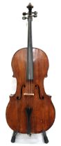 A two piece back cello 75cm together with a bow 75 grams with a soft carry bag Condition Report: