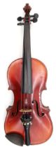 A student violin, two piece back 33.5cm with bow 50 grams and case Condition Report:Available upon