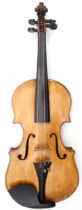 A Scottish two piece back violin 35.5cm bearing label to the interior Charles Hudson 44 Cleland