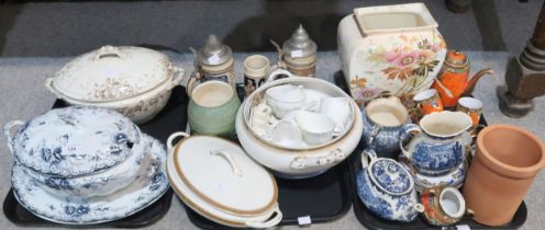 Assorted ceramics including tureens, steins, flower decorated vase etc Condition Report:No condition