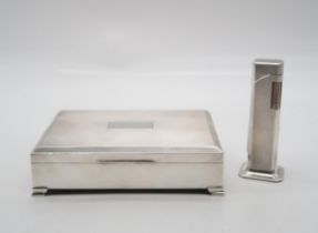 An Elizabeth II silver cigarette box, by H Bros, Birmingham, of rectangular form, with engine-turned