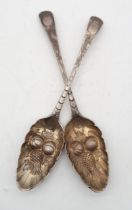 A pair of Georgian silver berried spoons, by John Langlands, Newcastle 1800, in the Old English