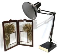 A Victorian painted glass frame together with a anglepoise lamp Condition Report:Available upon