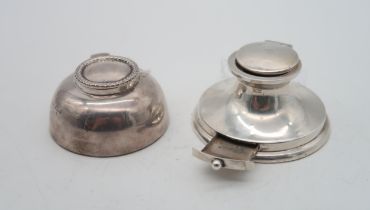 A silver inkwell, by Joseph Gloster Ltd, Birmingham, and a silver combination inkwell stamp box,