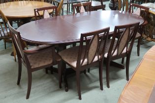 A 20th century mahogany G Plan extending dining table and six chairs, table, 75cm high x 161cm