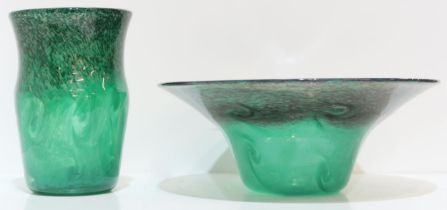 A Strathearn glass vase and matching dish Condition Report:Available upon request