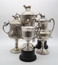 Agricultural Interest; a collection of EPNS farming trophies, one inscribed 'ENF CC 1894 PRESENTED