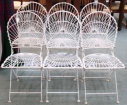 A set of six 20th century painted metal folding garden seats, 91cm high (6) Condition Report: