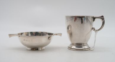 A silver quaich, by Adie Brothers Ltd, Birmingham 1955, and a silver cup, by L & R, Birmingham 1939,