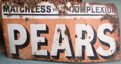 A 20th century "PEARS matchless for the complexion" enamel advertising sign 77cm high x 153cm wide