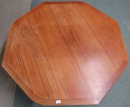 A mid 20th century teak octagonal coffee table, 47cm high x 130cm diameter Condition Report: