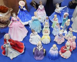 A collection of Royal Doulton ladies and child figures Condition Report:Available upon request