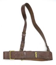 A WW2 Sam Browne leather belt, marked "McGill" in ink internally Condition Report:Available upon
