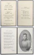 JOHN THOMSON OF CELTIC F.C. - A RARE MEMORIAL CARD Printed on thick black-edged card, measuring app