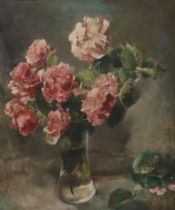 HENRY LINTOTT RSA (SCOTTISH 1877-1965) HYDRANGEAS Oil on board, signed and inscribed on artist's