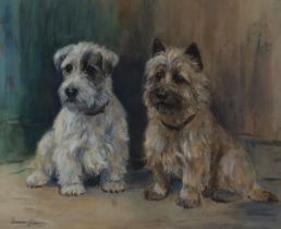 MARION HARVEY (SCOTTISH 1886-1971) SEALYHAM TERRIER AND CAIRN TERRIER Mixed media on paper, signed