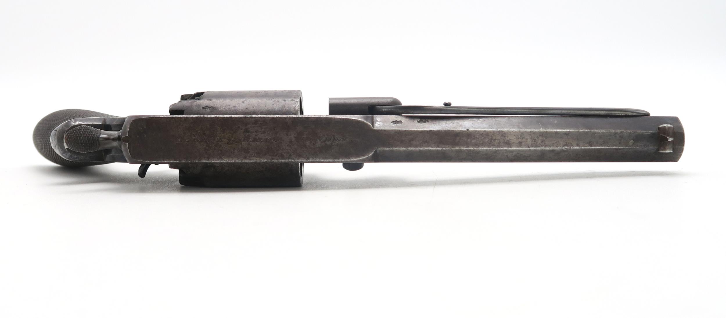 A CASED 54-BORE PERCUSSION BEAUMONT-ADAMS PATENT DOUBLE-ACTION FIVE-SHOT REVOLVER Circa-1855, serial - Image 8 of 13