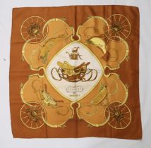 HERMES; A SILK SCARF 'Springs', designed by Phillipe Ledoux, with original box, approx 88 x 90cm,