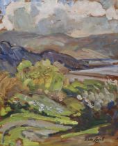 FLORENCE ST JOHN CADELL (SCOTTISH 1877-1966) AVERNISH LOCH ALSH  Oil on panel, signed lower right,