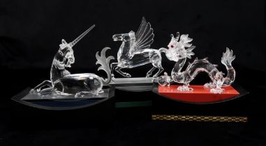 THE SWAROVSKI CRYSTAL FABULOUS CREATURES TRILOGY OF FIGURES comprising Unicorn designed by Martin