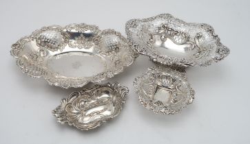 A COLLECTION OF VICTORIAN SILVER DISHES including a late Victorian example by W & G Sissons,