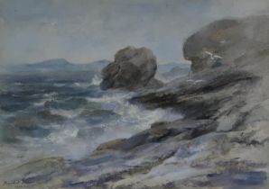 WILLIAM MARSHALL BROWN RSA RSW (SCOTTISH 1863-1936) ON THE SEA SHORE, ABERDOUR Watercolour, signed