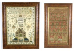 AN EARLY-19th CENTURY NEEDLEWORK SAMPLER With a depiction of a country house part-worked in