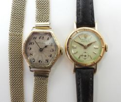 TWO VINTAGE ROLEXES a ladies Rolex precision with an 18ct gold case, Swiss hallmarks, and stamped