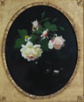 JAMES STUART PARK (SCOTTISH 1862-1933) PINK AND YELLOW ROSES Oil on canvas, signed lower left, 50.