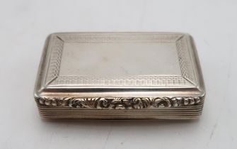 A GEORGE IV SILVER SNUFF BOX by Francis Clark, Birmingham 1825, of bevelled rectangular form, with