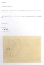 ELVIS PRESLEY: AN AUTOGRAPH Signed in blue ink upon a piece of yellowed card measuring approx. 15cm