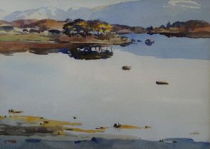 MARY HOLDEN BIRD (SCOTTISH 1900-1978) CALM EVENING MORAR Watercolour, signed with initials lower