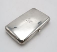 AN EDWARDIAN SILVER CIGAR CASE by Deakin & Francis, Birmingham 1903, of shaped rectangular form,