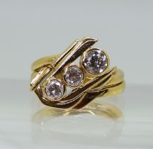 AN 18CT RETRO DIAMOND RING SET designed and made by The Ringmaker Edinburgh, circa 1997, the