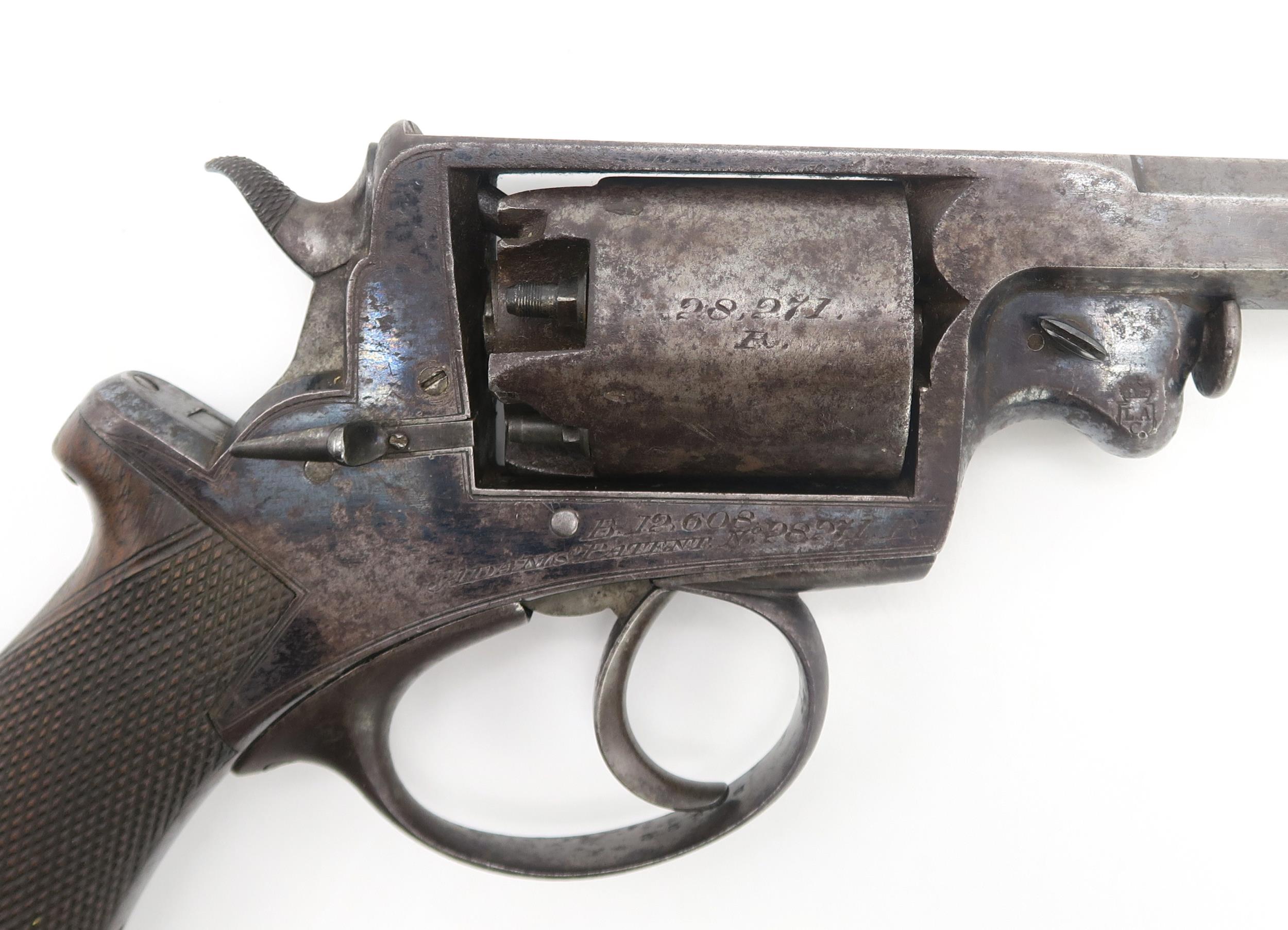 A CASED 54-BORE PERCUSSION BEAUMONT-ADAMS PATENT DOUBLE-ACTION FIVE-SHOT REVOLVER Circa-1855, serial - Image 7 of 13