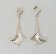 A PAIR OF LAPPONIA SILVER EARRINGS for pierced ears, full stamped with the Lapponia makers mark