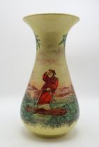 A LARGE WEMYSS WARE VASE by Robert Heron and Son, with flaring neck and tapering baluster body,