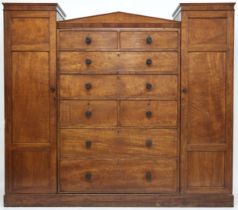 A VICTORIAN MAHOGANY COMPACTUM WARDROBE with two short over two long over two short over two long