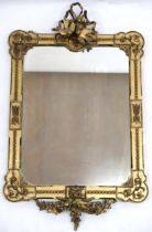 A 19TH CENTURY GILT GESSO FRAMED PIER MIRROR  single rectangular pane contained within moulded